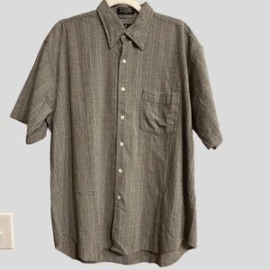 Men's Casual Shirt Bill Blass Gray Button Up Tag Size: L Short Sleeve